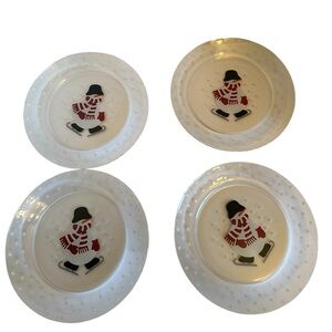 Crate&Barrel Holiday Snowman Plates  Christmas Holiday Arcoroc in France